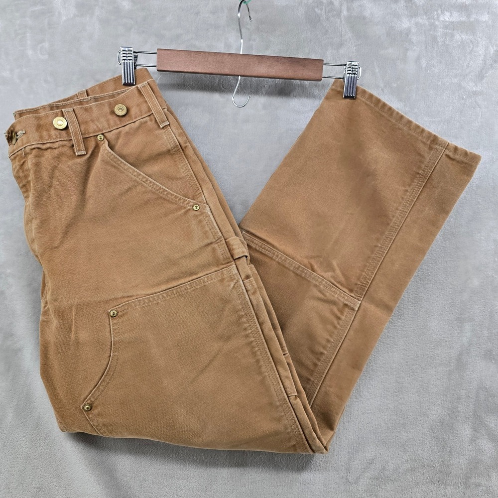 Carhartt‎ Double Knee Pants Mens 32x29 Brown Duck Canvas Work Dungaree USA